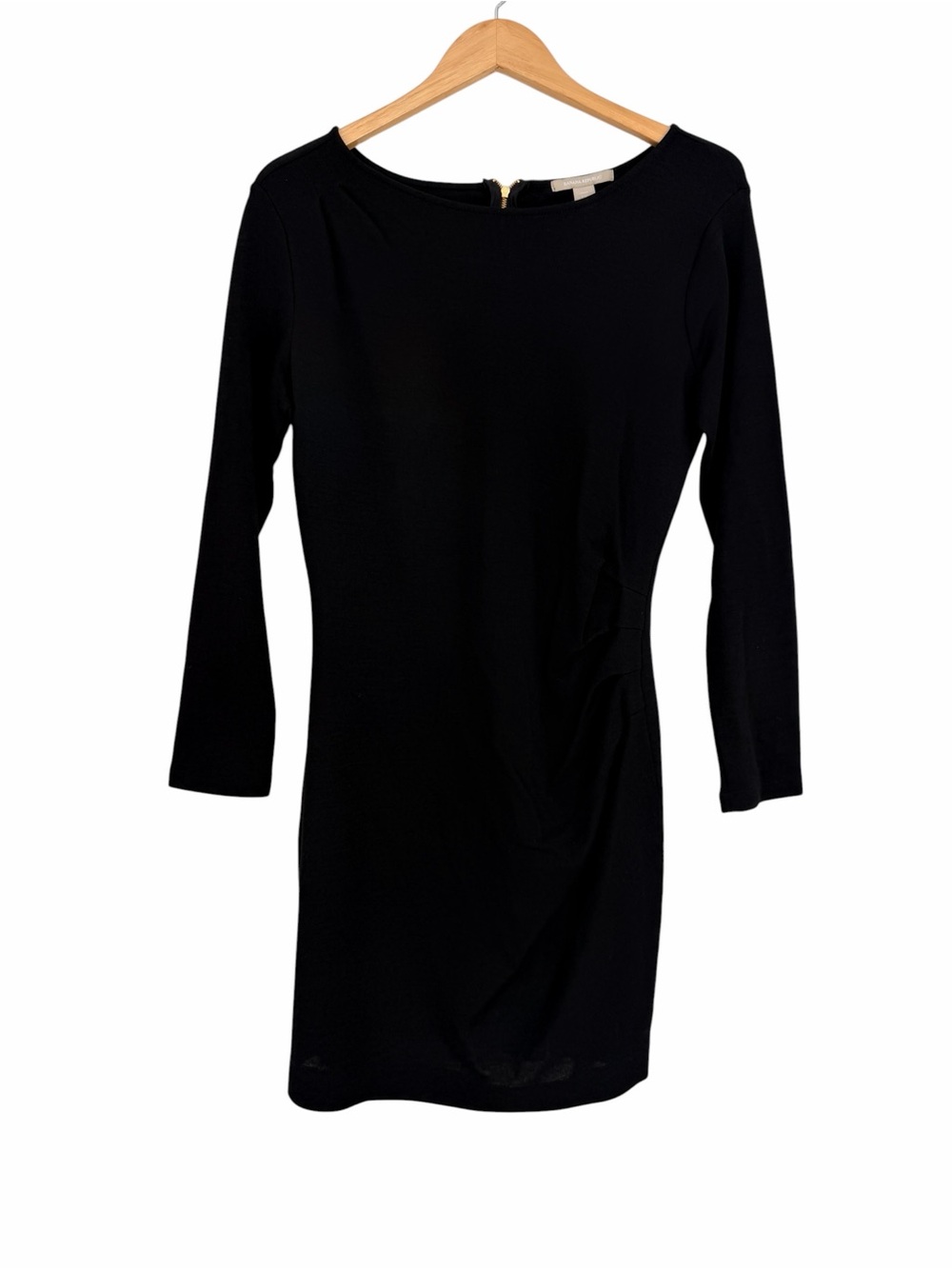 NWT Banana Republic Classic Black Shoulder Waist Detail Midi Dress Sz 12P